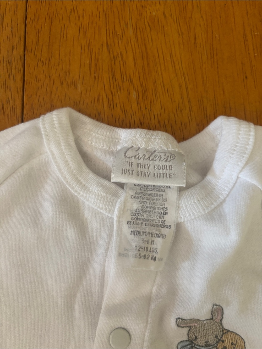 Vintage Carters White Baby One-Piece Romper w/ Bunny Embroidery 3-6 mo 12-18 lbs - Picture 4 of 8
